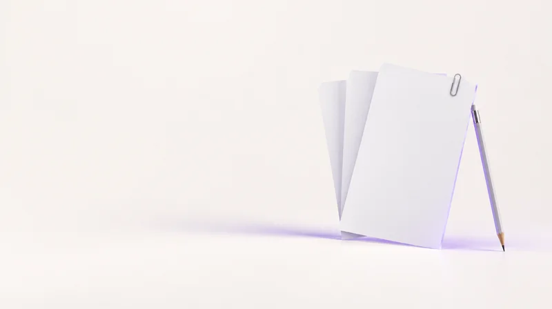 A spreadsheet, a document and a slide printout fanned out beside a pencil